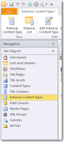 External Content Type and the external data source